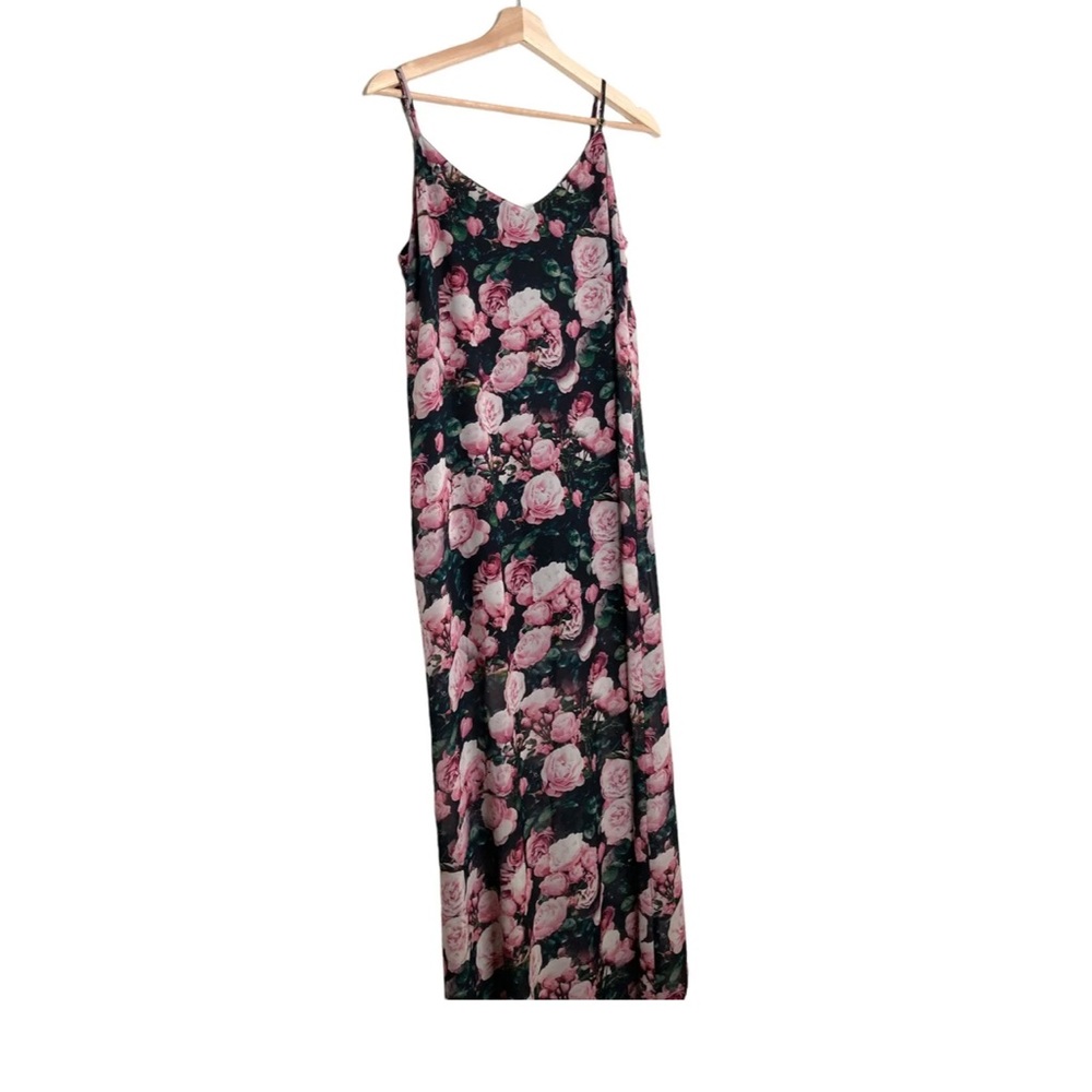Show Me Your MuMu black maxi dress with pink roses
